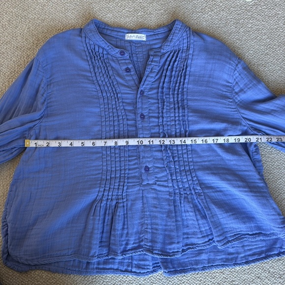 Free People x CP Shades Yoko Cropped Top Blue Fizz Medium 100% Cotton USA Made - Picture 8 of 9